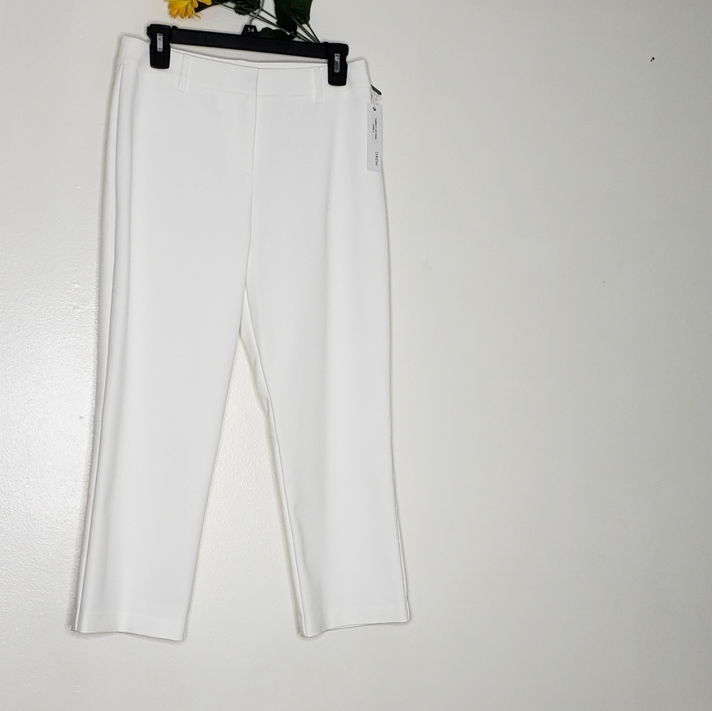 DREW White Crop Pants Claire Sleek High Rise Luxury Womens Summer Cotton Anthro - Picture 3 of 13